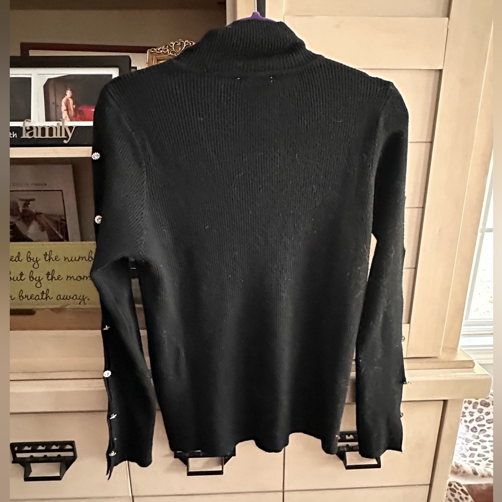 Cato Black Turtleneck Sweater with Button Accents